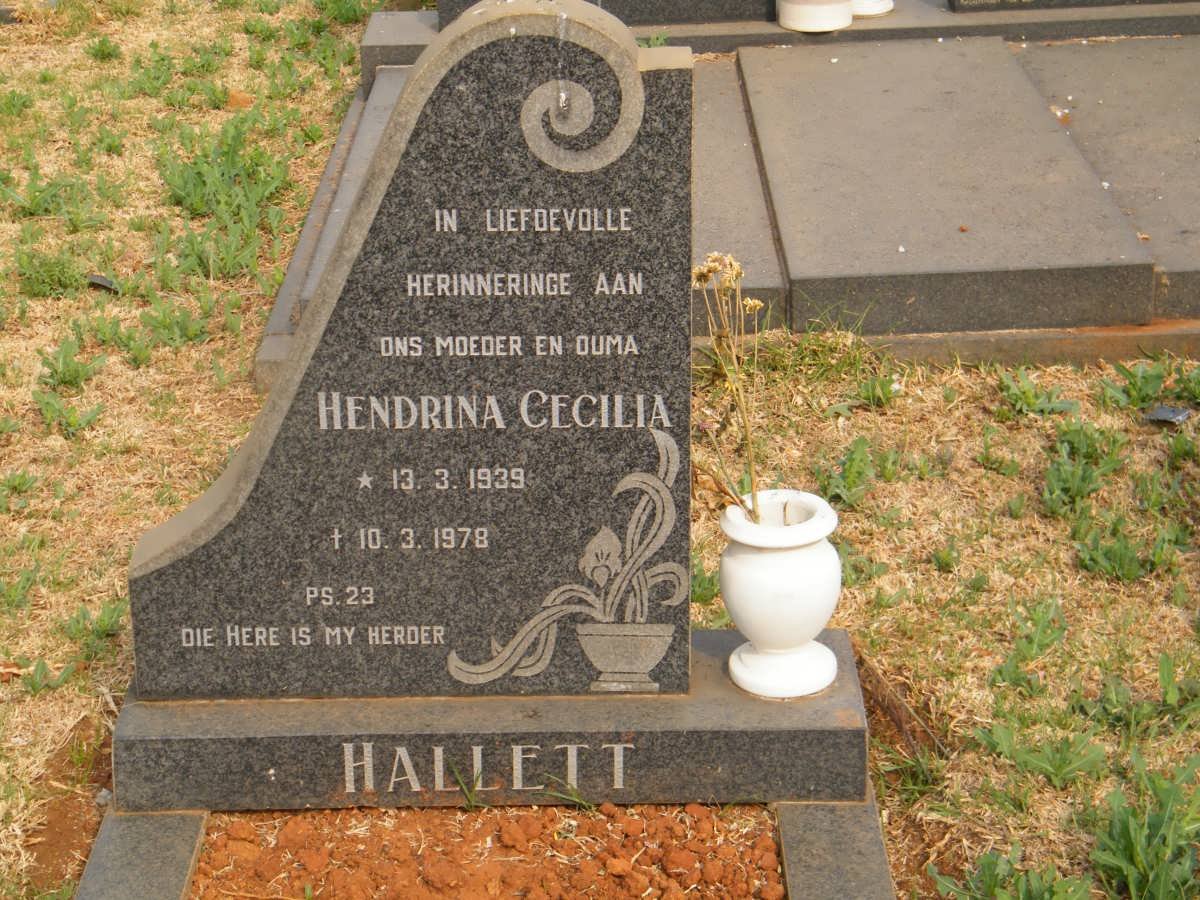 HALLETT Hendrina Cecilia 1939-1978