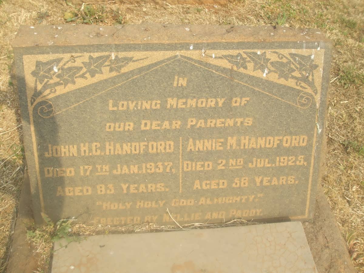 HANDFORD John H.G. -1937 &amp; Annie M. -1925