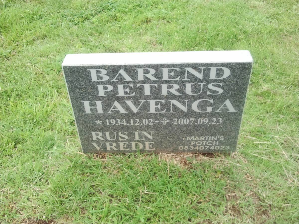 HAVENGA Barend Petrus 1934-2007