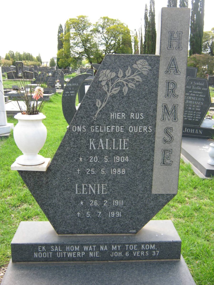 HARMSE Kallie 1904-1988 &amp; Lenie 1911-1991