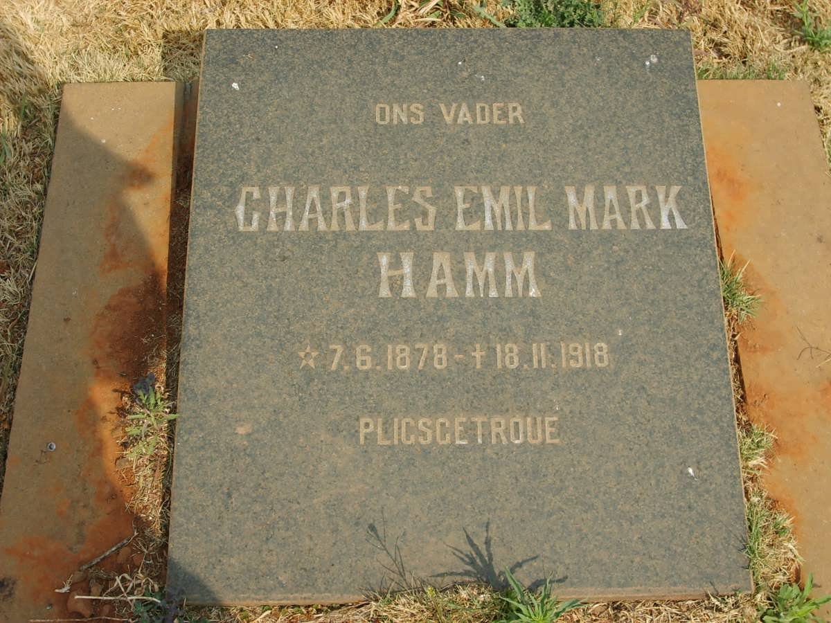 HAMM Charles Emil Mark 1878-1918