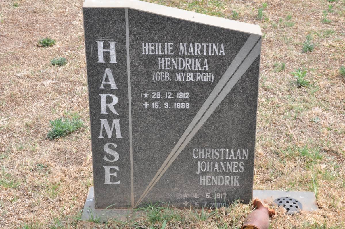 HARMSE Christiaan Johannes Hendrik 1917-2000 &amp; Heilie Martina Hendrika MYBURGH 1912-1998