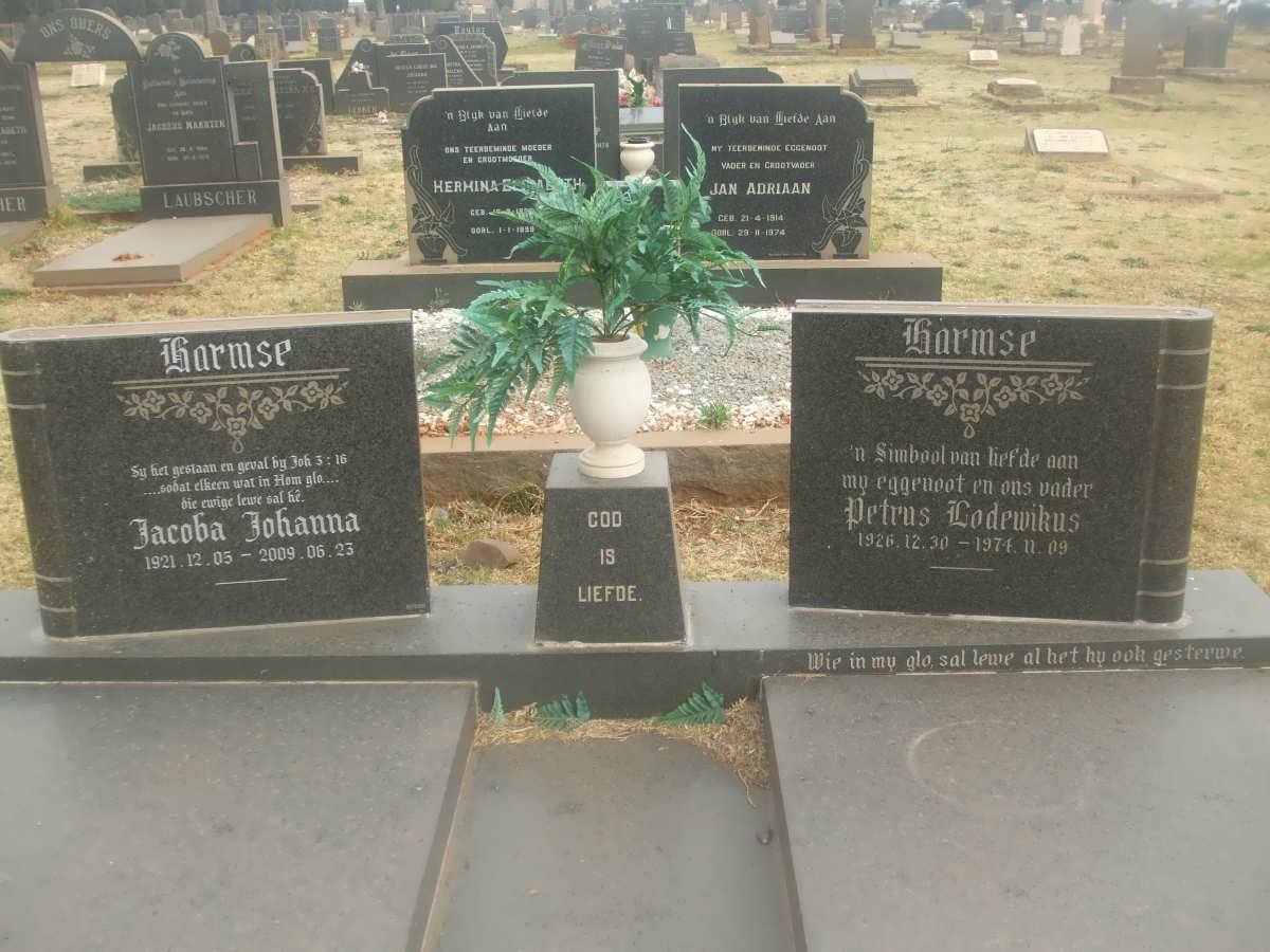 HARMSE Petrus Lodewikus 1926-1974 &amp; Jacoba Johanna 1921-2009