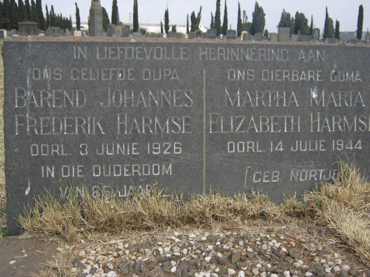 HARMSE Barend Johannes Frederik -1926 &amp; Martha Maria Elizabeth NORTJE -1944