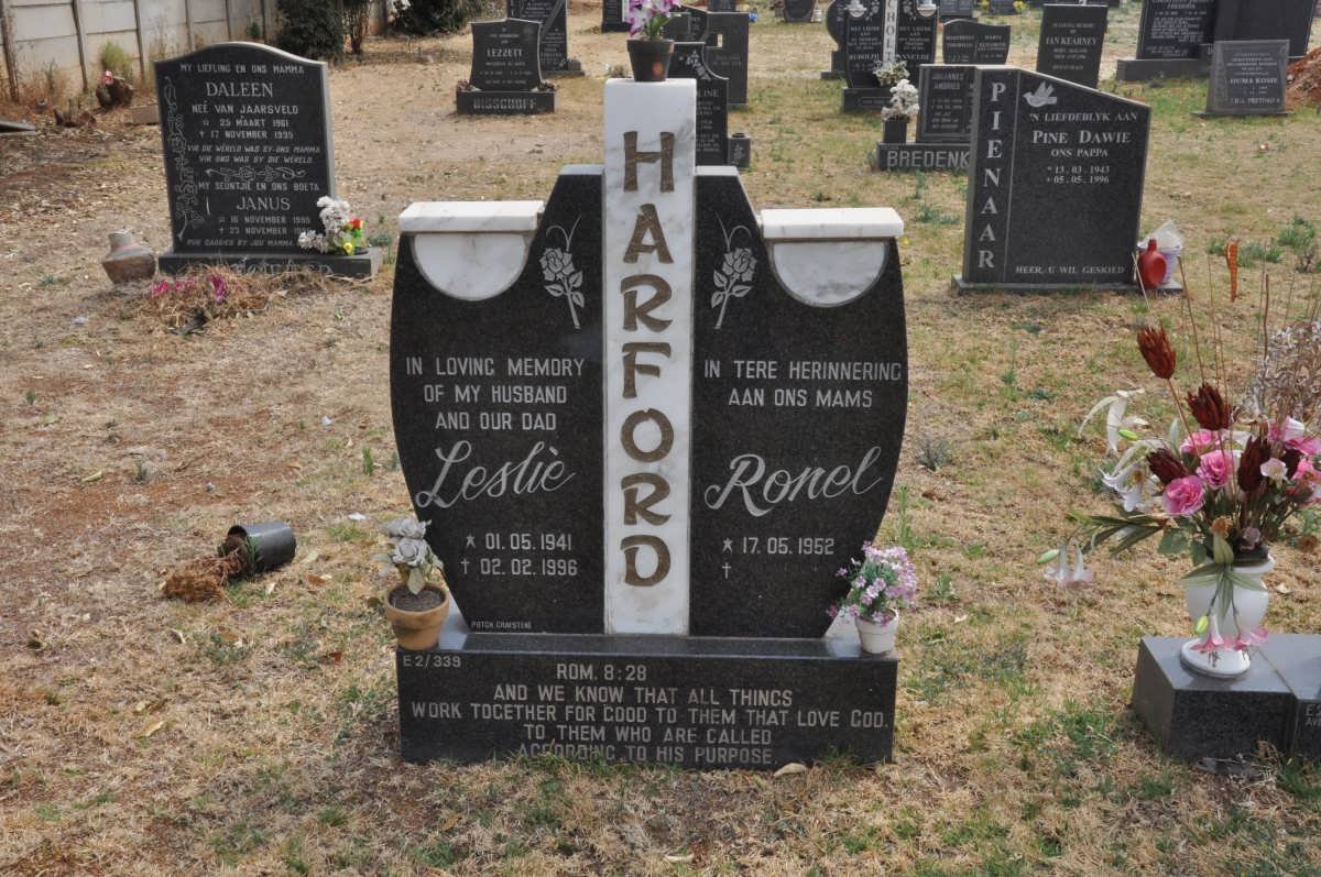 HARFORD Leslie 1941-1996 &amp; Ronel 1952-
