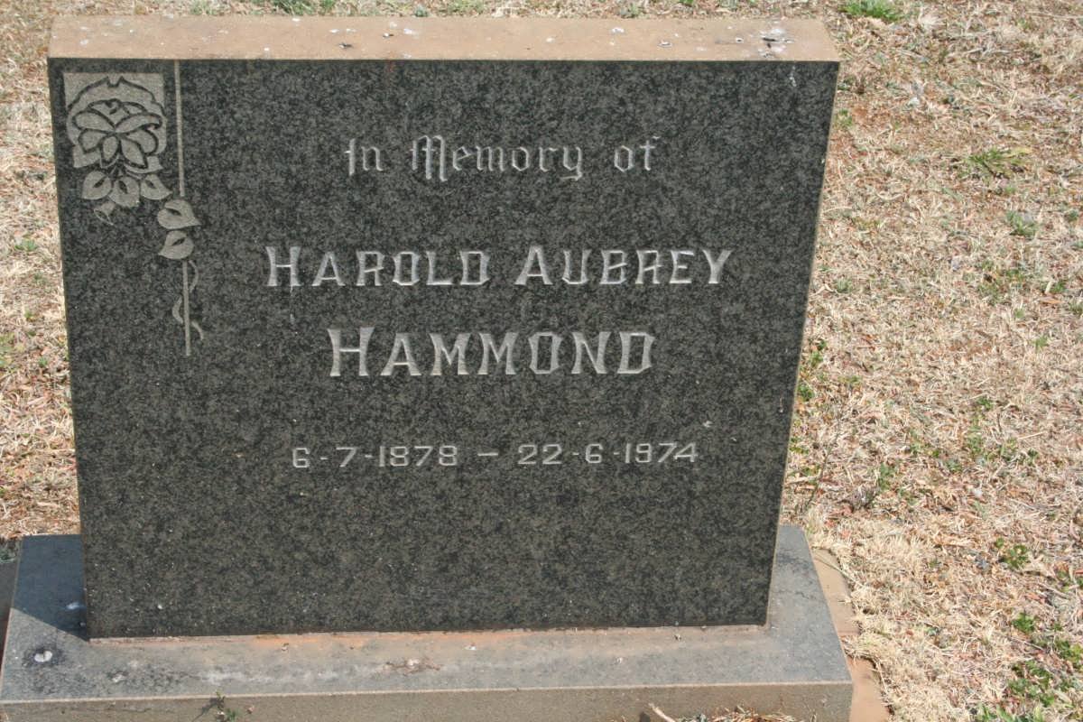 HAMMOND Harold Aubrey 1878-1974