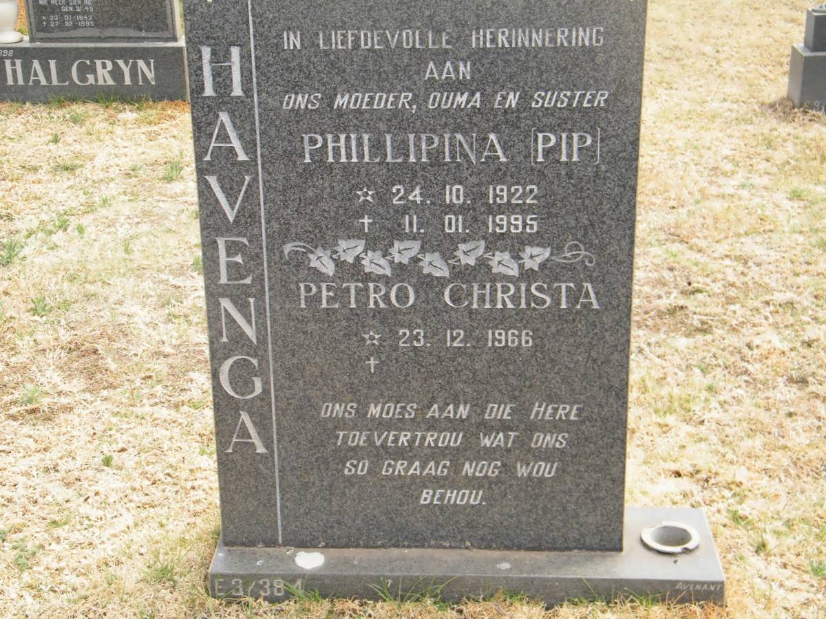 HAVENGA Phillipina 1922-1995 :: HAVENGA Petro Christa 1966-