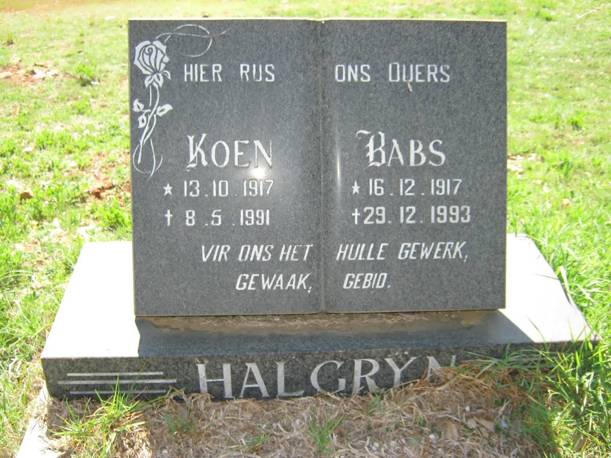HALGRŸN Koen 1917-1991 &amp; Babs 1917-1993