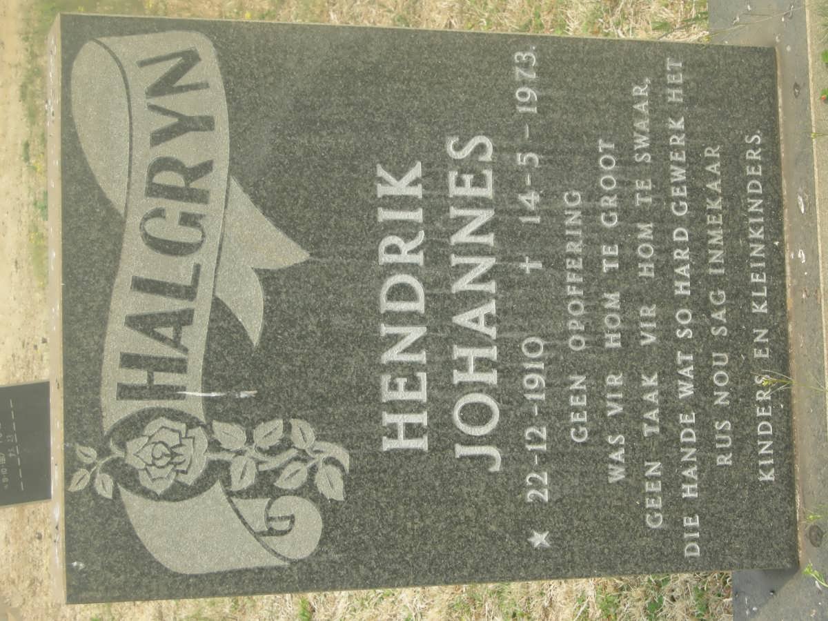 HALGRYN Hendrik Johannes 1910-1973