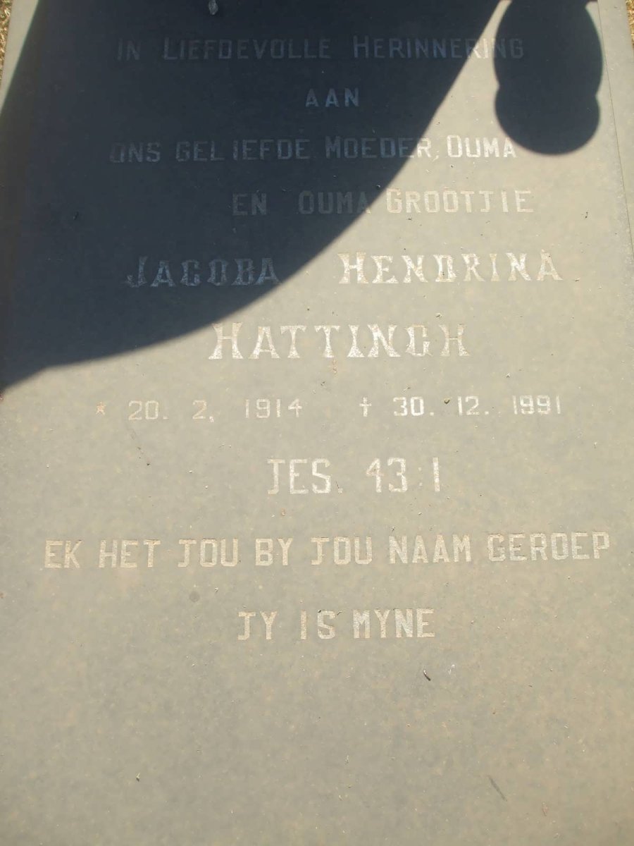 HATTINGH Jacoba Hendrina 1914-1991