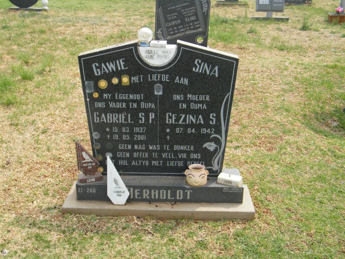 HERHOLDT Gabriël S.P. 1937-2001 &amp; Gezina S. 1942-
