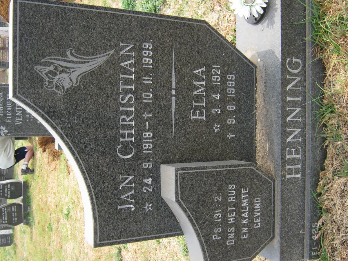 HENNING Jan Christian 1918-1999 &amp; Elma 1921-1999