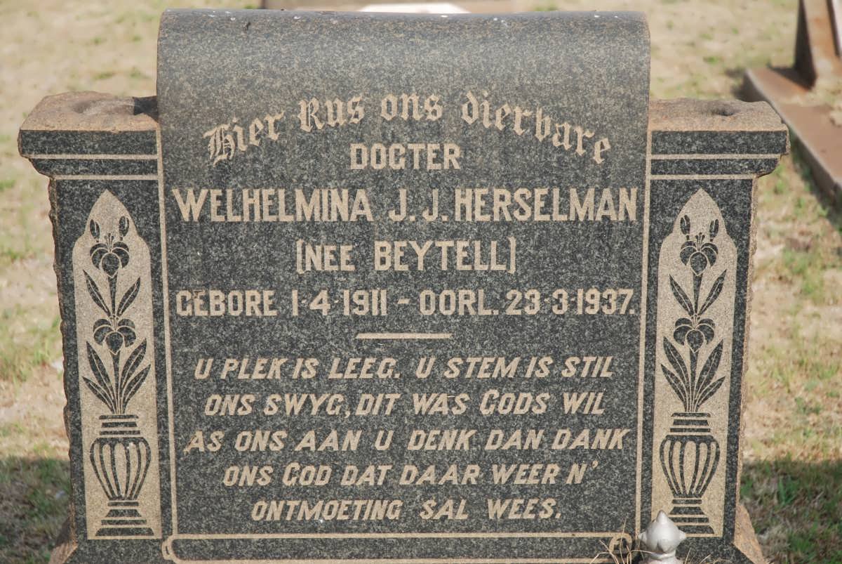 HERSELMAN Welhelmina J.J. nee BEYTEL 1911-1937