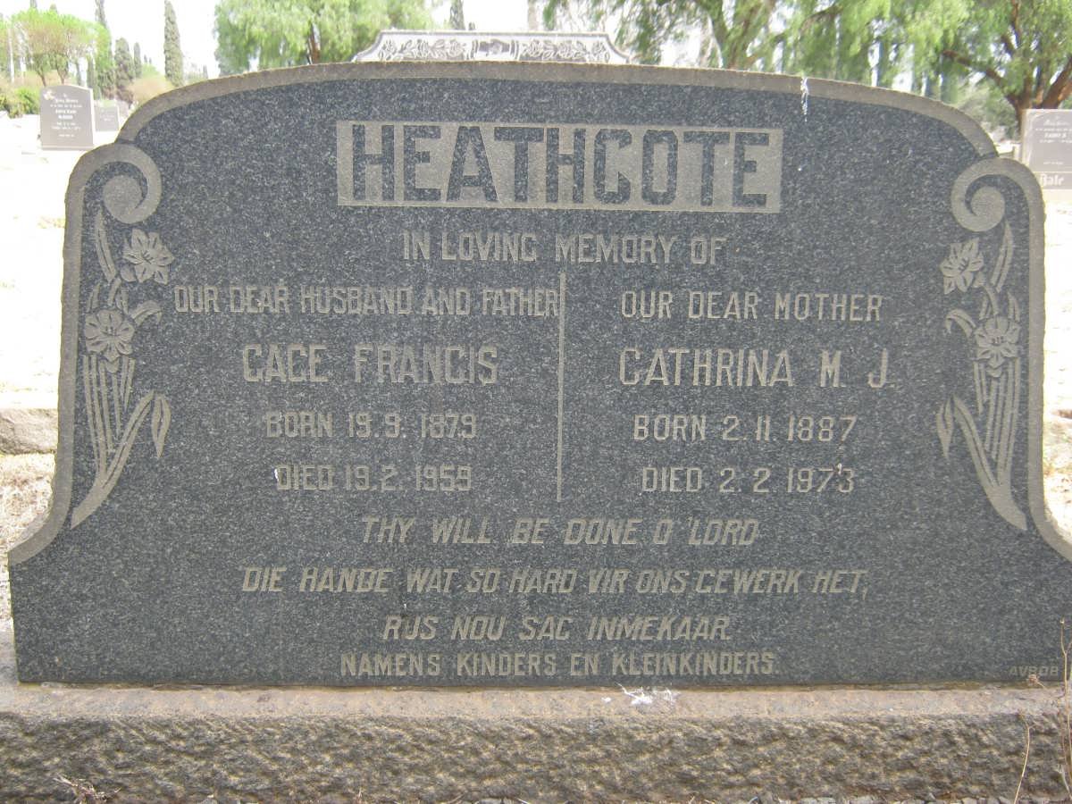 HEATHCOTE Gage Francis 1879-1959 &amp; Cathrina M.J. 1887-1973