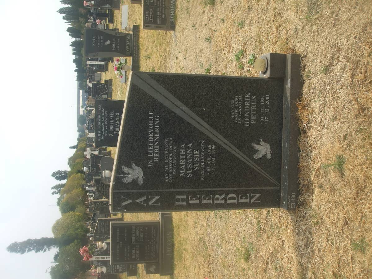 HEERDEN Hendrik Petrus, van 1924-2001 &amp; Martha Susanna OLLEWAGEN 1926-1996