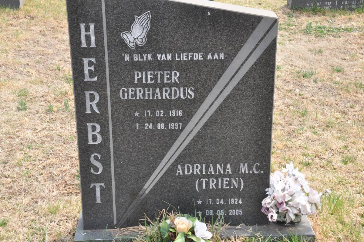 HERBST Pieter Gerhardus 1916-1997 &amp; Adriana M.C. 1924-2005