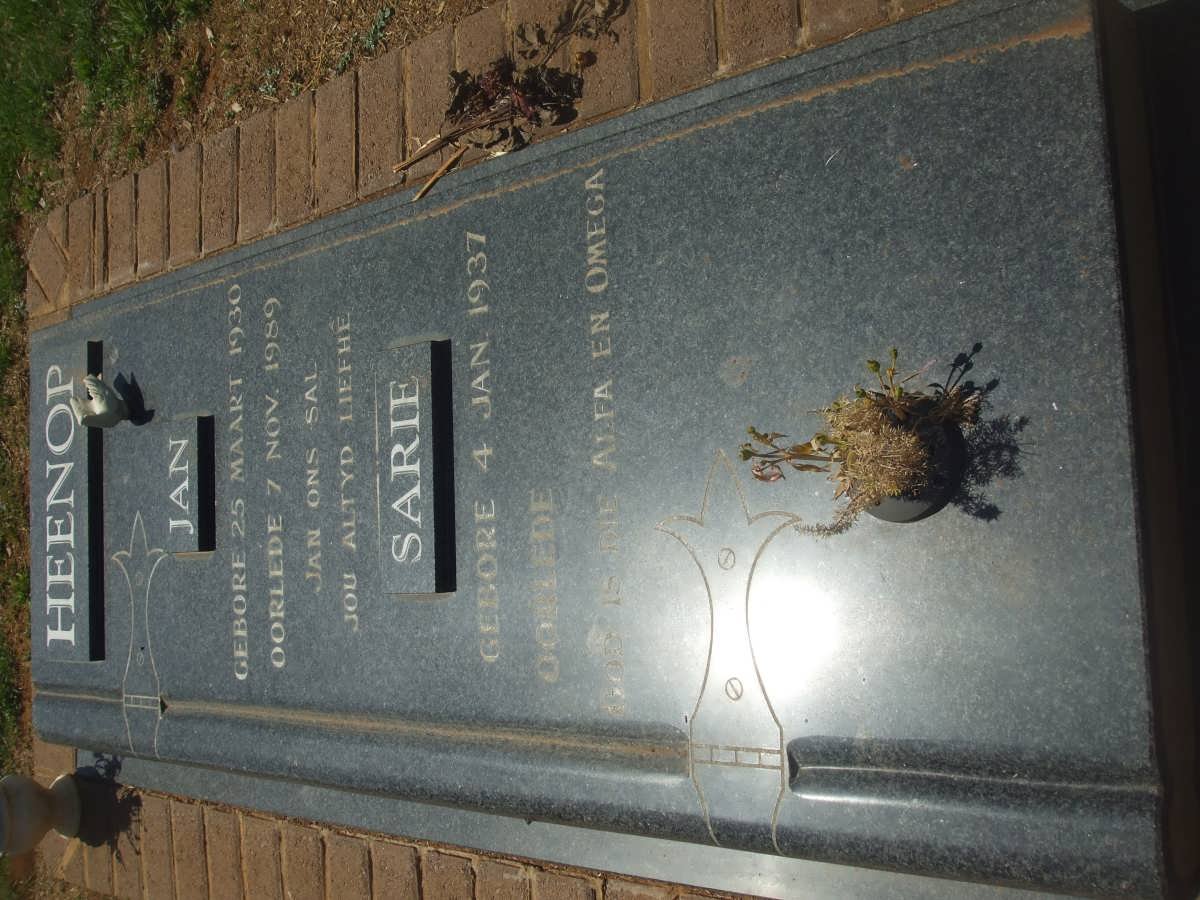 HEENOP Jan 1930-1989 &amp; Sarie 1937-
