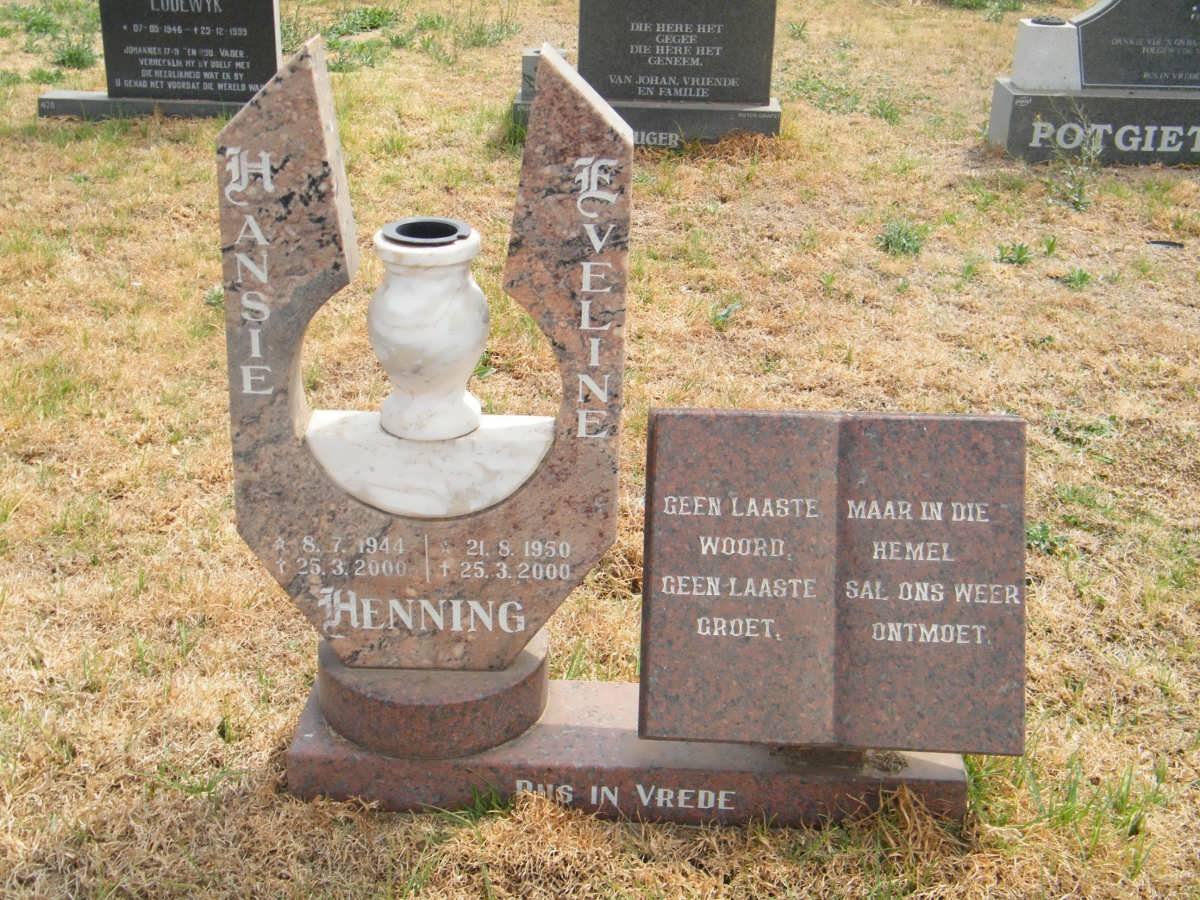 HENNING Hansie 1944-2000 &amp; Eveline 1950-2000