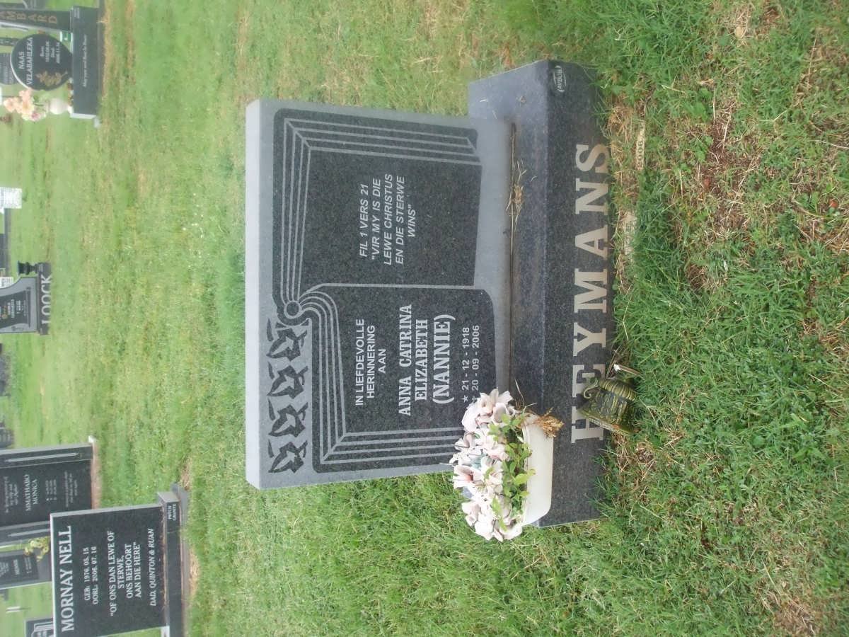 HEYMANS Anna Catrina Elizabeth 1918-2006