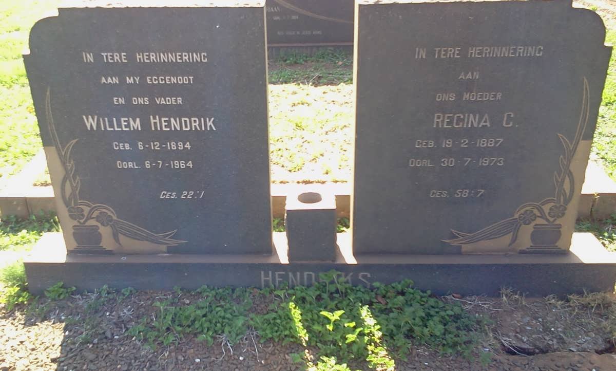 HENDRIKS Willem Hendrik 1894-1964 &amp; Regina C. 1887-1973