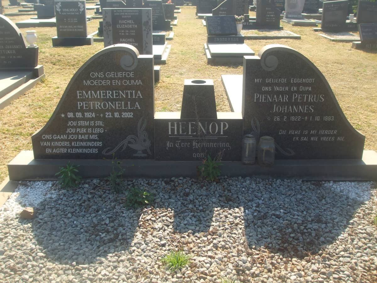 HEENOP Pienaar Petrus Johannes 1922-1983 &amp; Emmerentia Petronella 1924-2002