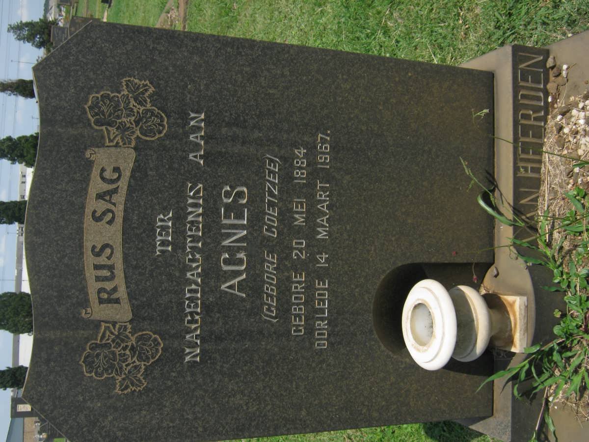 HEERDEN Agnes, van nee COETZEE 1884-1967