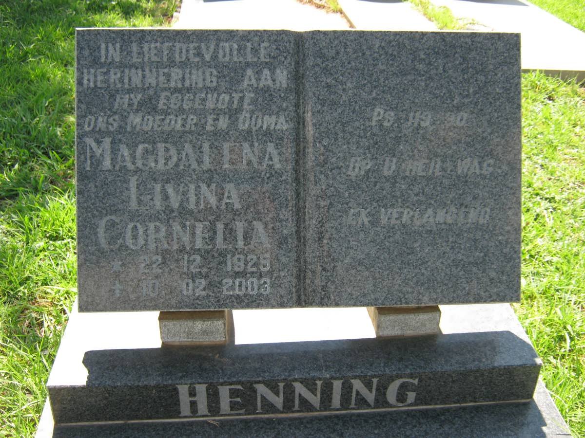 HENNING Magdalena Livina Cornelia 1925-2003