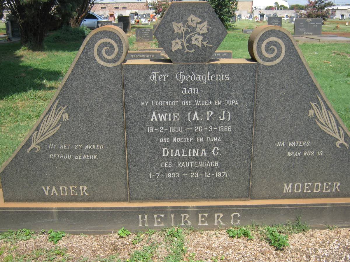 HEIBERG A.P.J. 1890-1966 &amp; Dialina C. RAUTENBACH 1893-1971