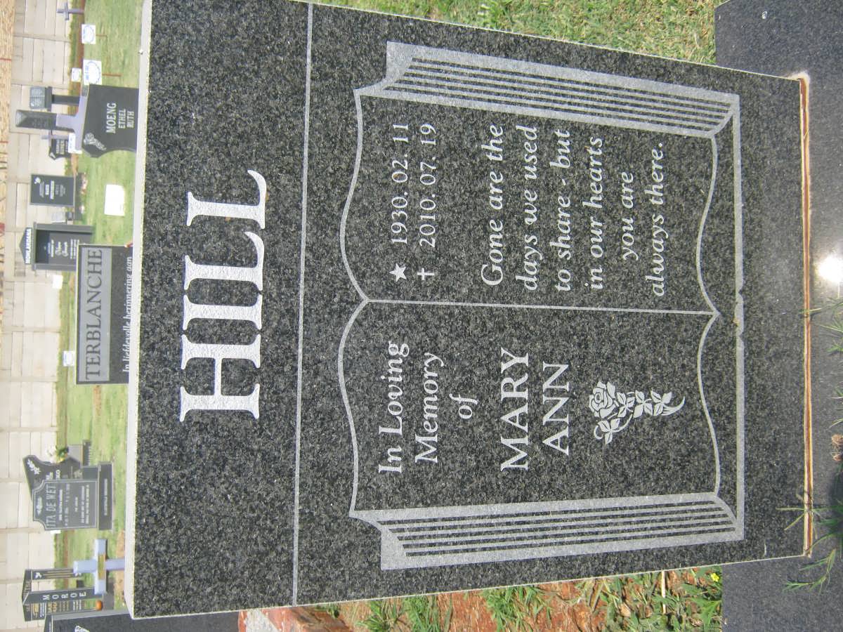 HILL Mary Ann 1930-2010