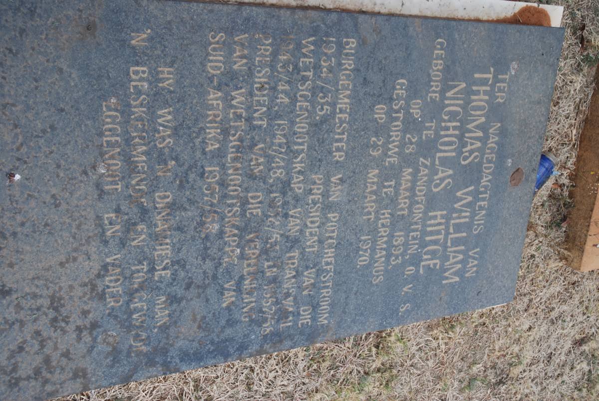 HITGE Thomas William Nicholas 1893-1970