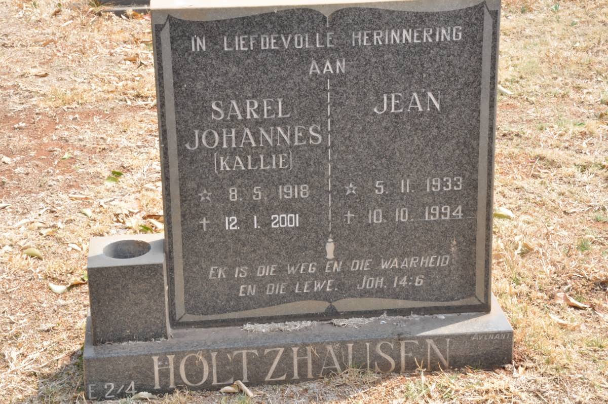 HOLTZHAUSEN Sarel Johannes 1918-2001 &amp; Jean 1933-1994