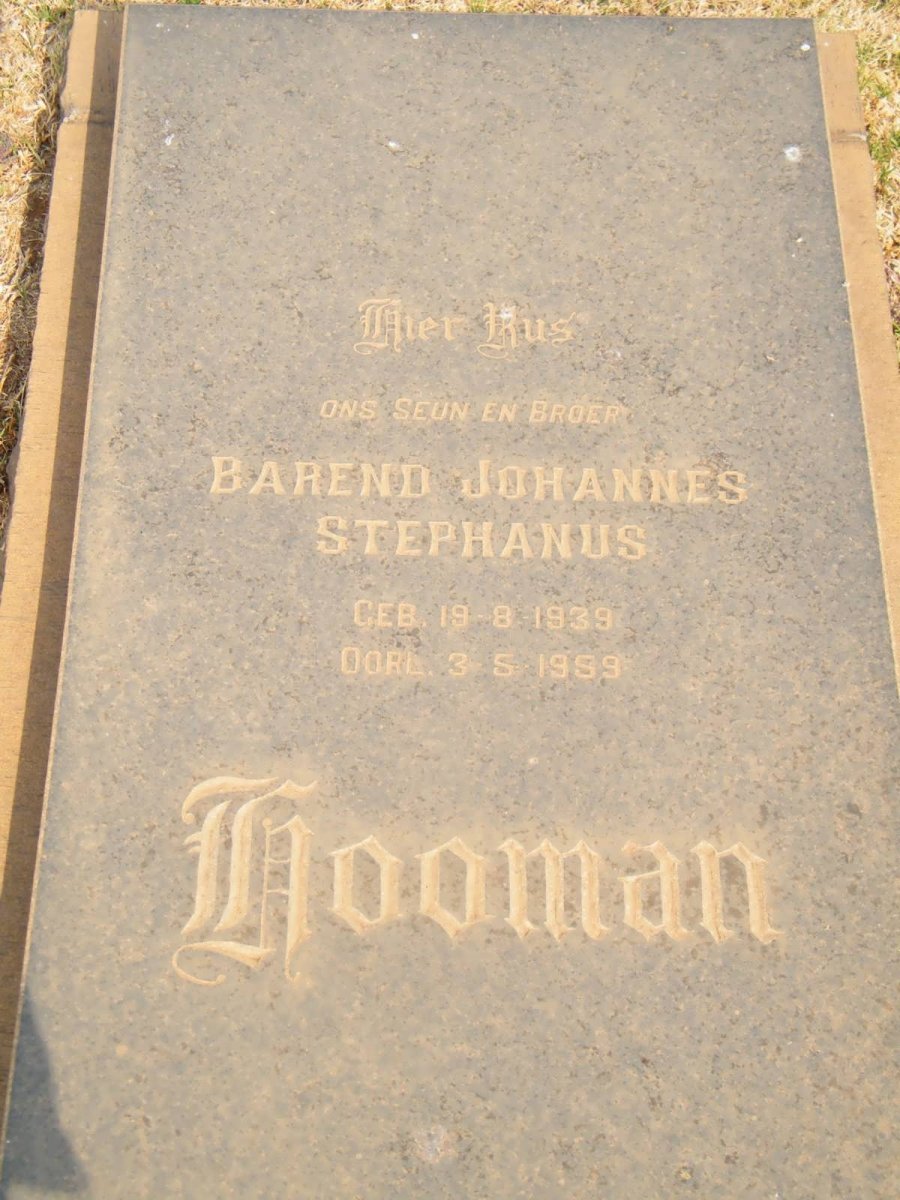 HOOMAN Barend Johannes Stephanus 1939-1959