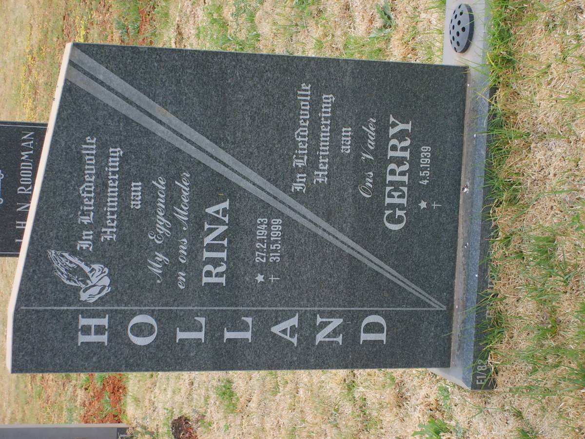 HOLLAND Gerry 1939- &amp; Rina 1943-1999