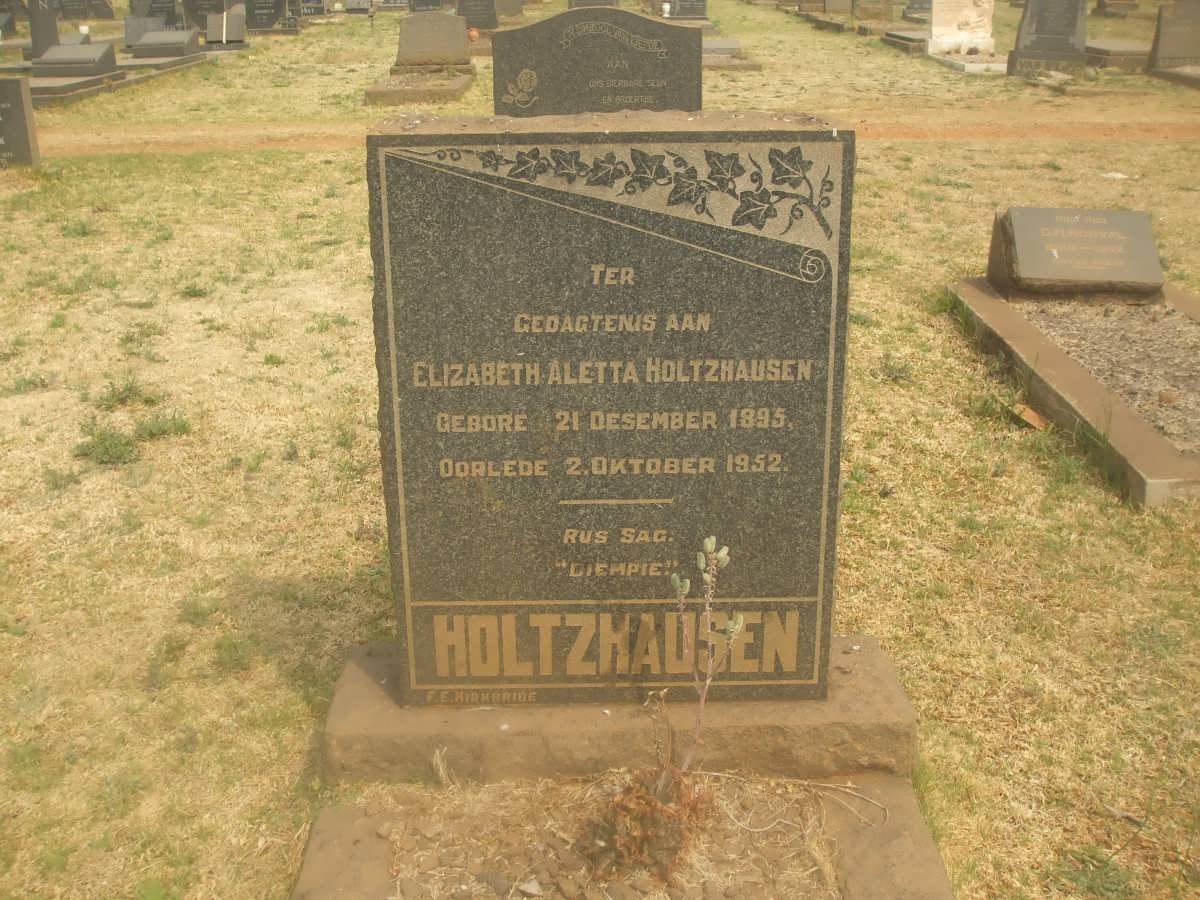 HOLTZHAUSEN Elizabeth Aletta 1895-1952