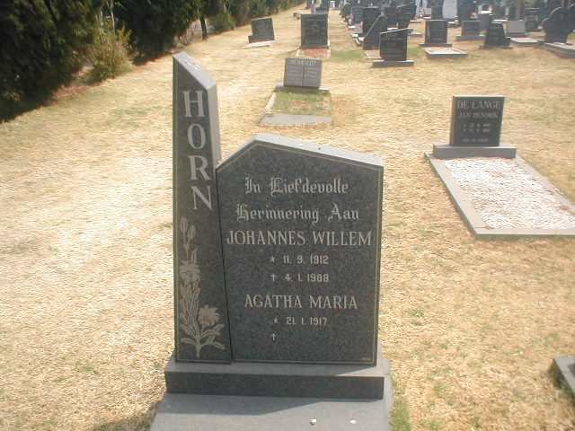 HORN Johannes Willem 1912-1988 &amp; Agatha Maria 1917-