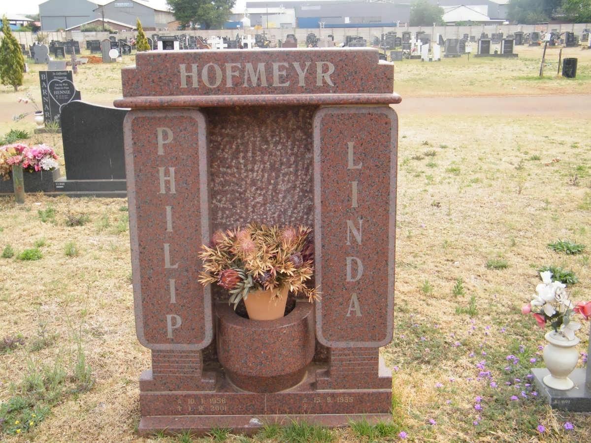 HOFMEYR Philip 1958-2001 &amp; Linda 1955-