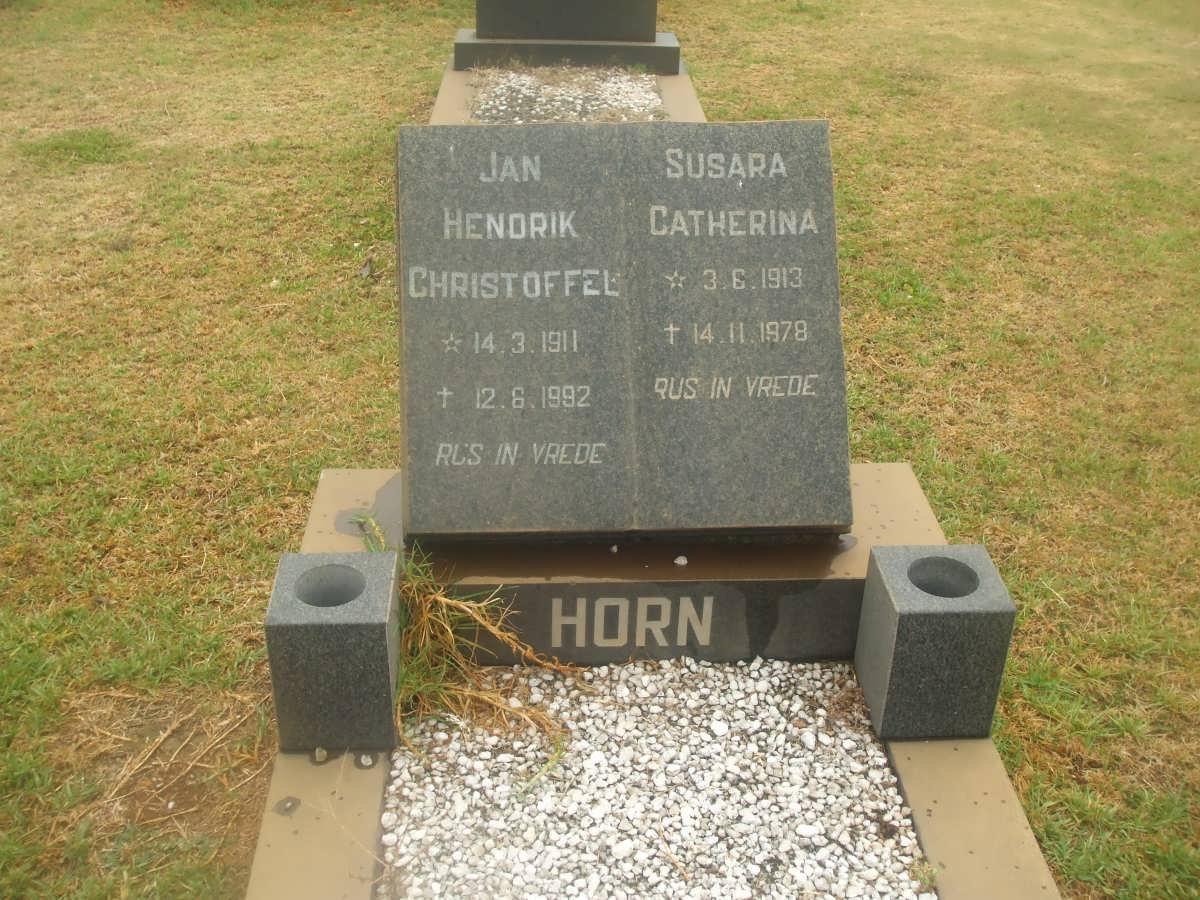 HORN Jan Hendrik Christoffel 1911-1982 &amp; Susara Catherina 1913-1978