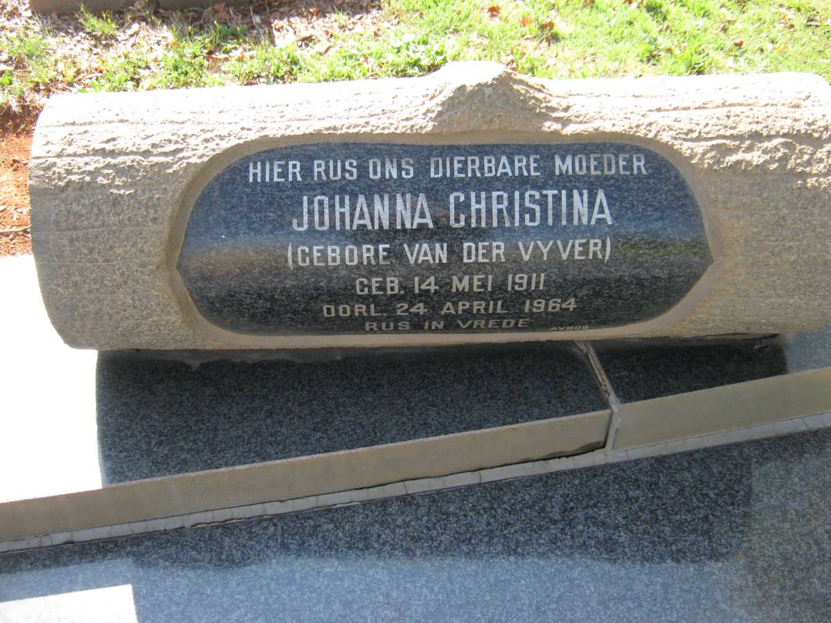 HOLLIDAY Johanna Christina nee VAN DER VYVER 1911-1964