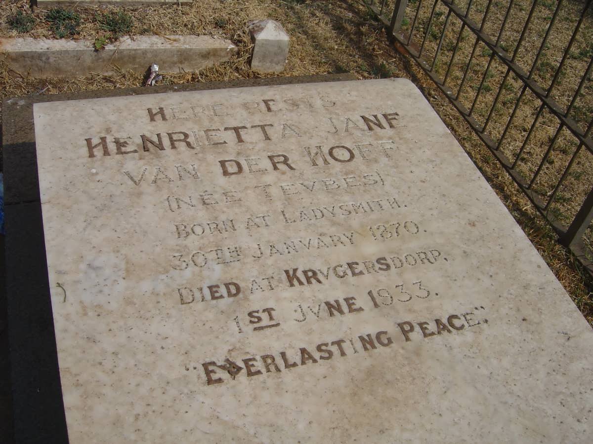 HOFF Henrietta Jane, van der nee TEVBES 1870-1933