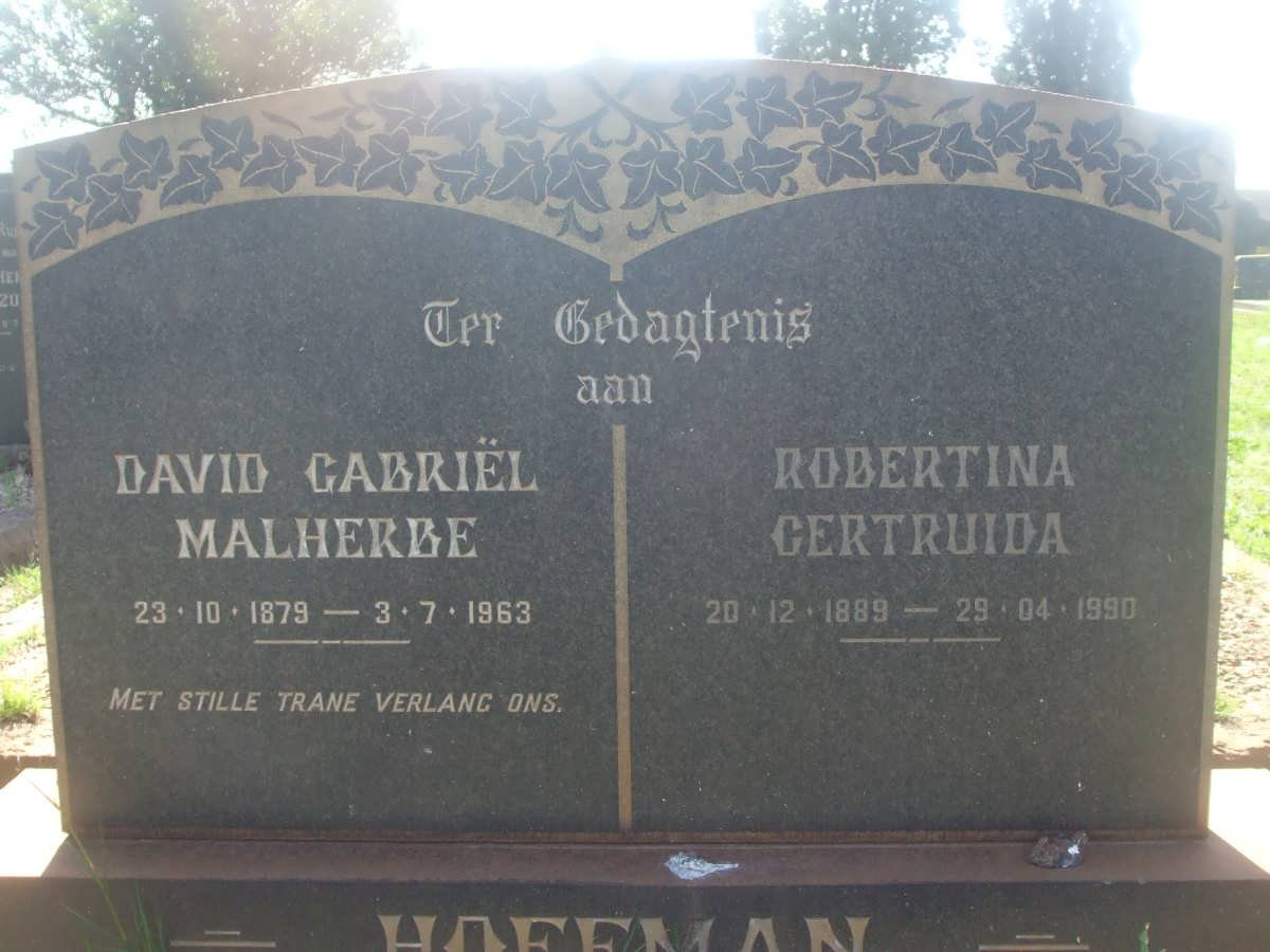 HOFFMAN David Gabriël Malherbe 1879-1963 &amp; Robertina Getruida 1889-1990