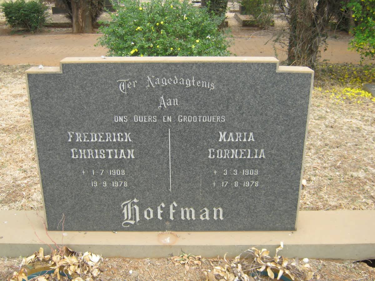 HOFFMAN Frederick Christian 1908-1978 &amp; Maria Cornelia 1909-1978