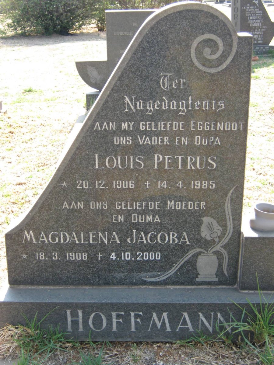 HOFFMANN Louis Petrus 1906-1985 &amp; Magdalena Jacoba 1908-2000