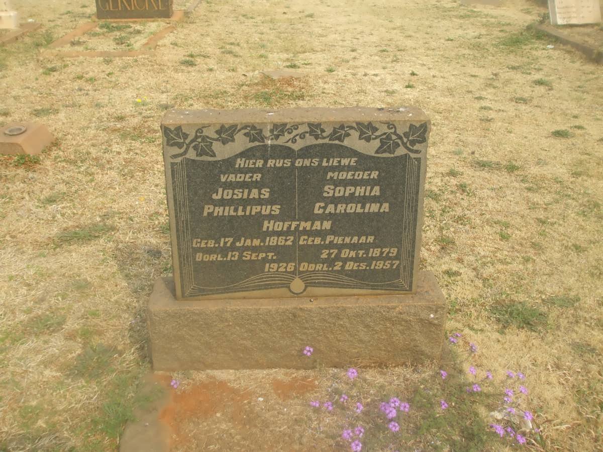 HOFFMAN Josias Phillipus 1862-1926 &amp; Sophia Carolina PIENAAR 1879-1957