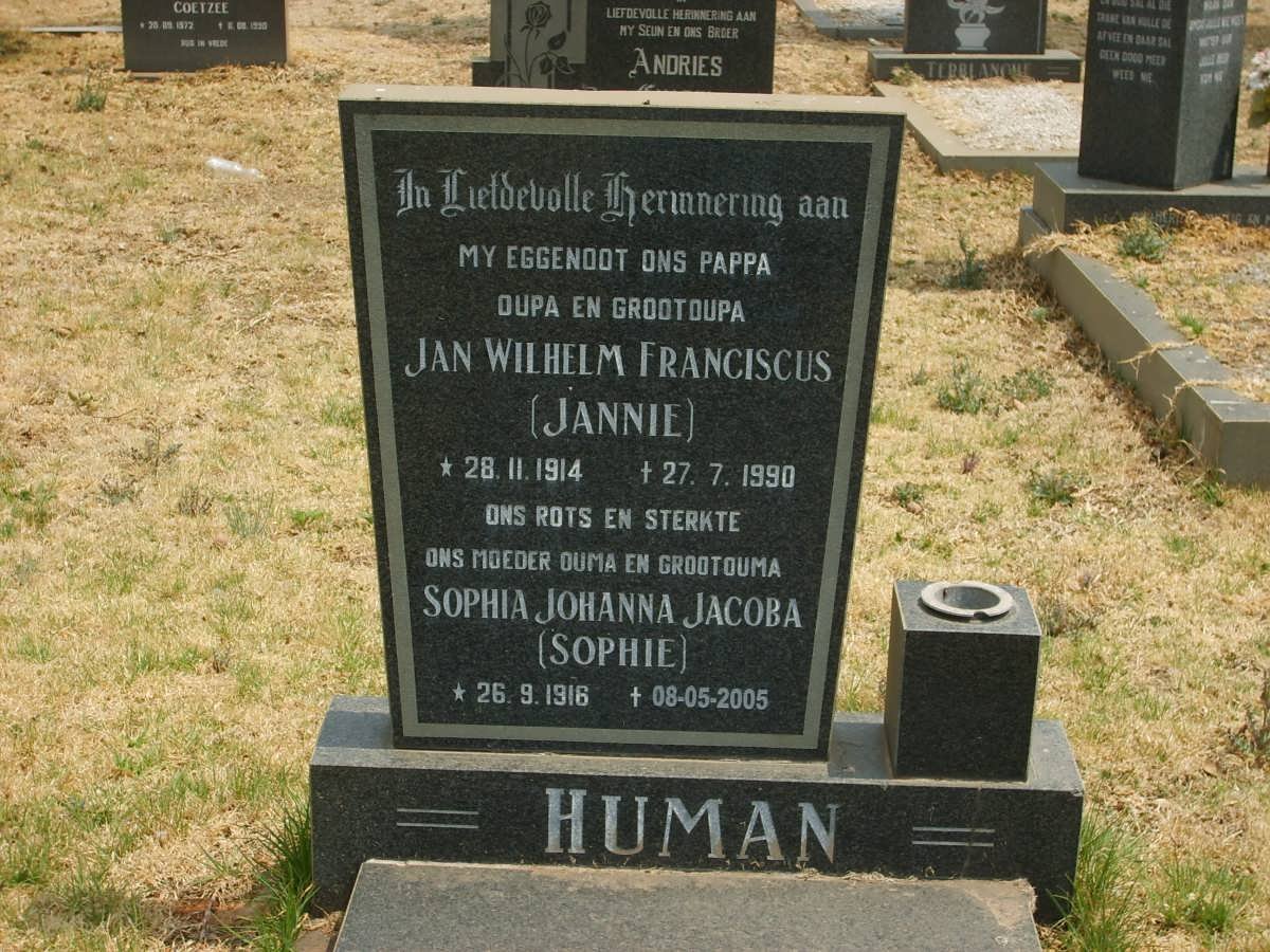 HUMAN Jan Wilhelm Franciscus 1914-1990 &amp; Sophia Johanna Jacoba 1916-2005