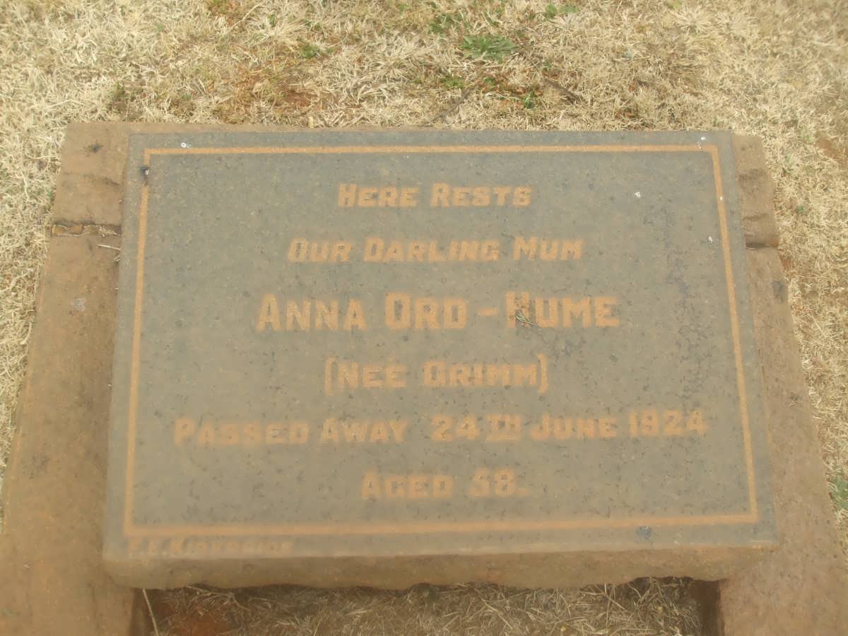 HUME Anna, Ord nee DRIMM -1924