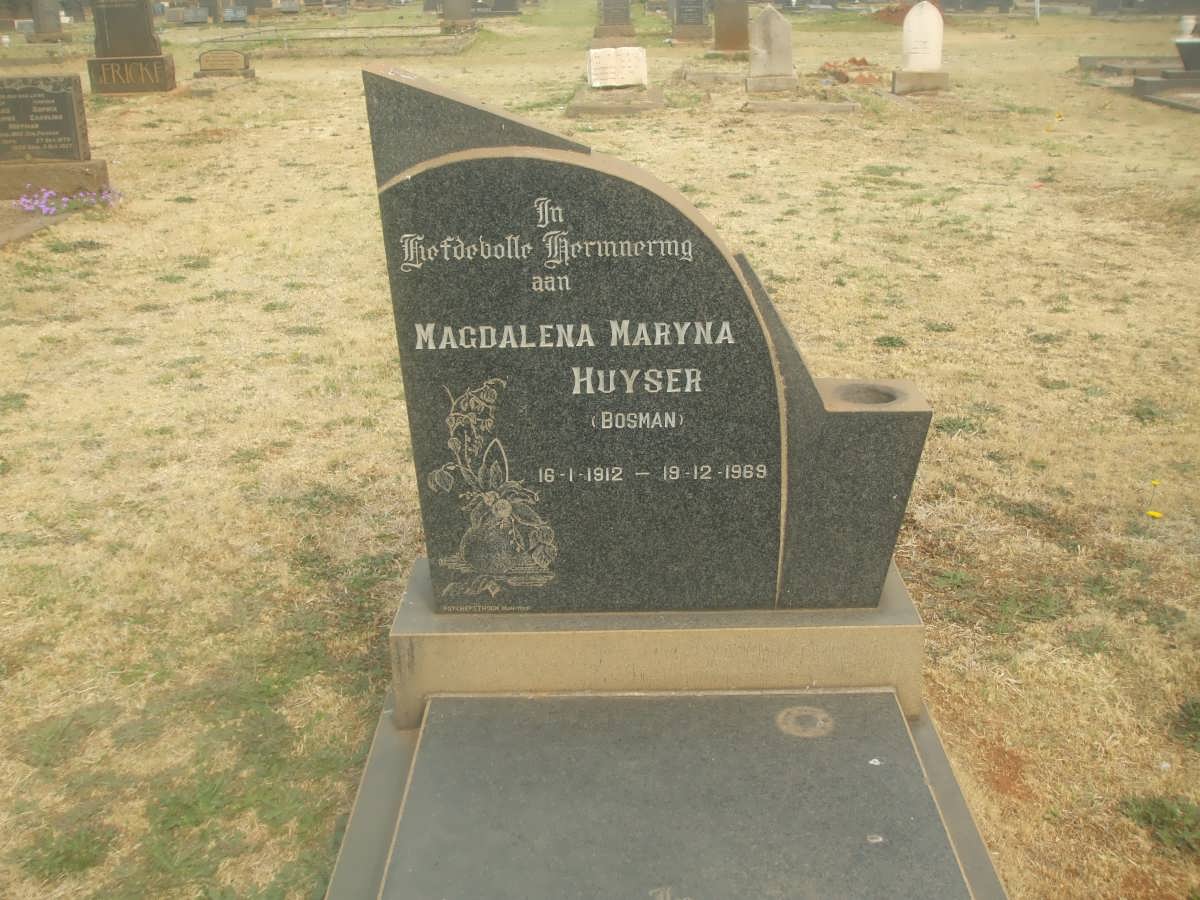 HUYSER Magdalena Maryna nee BOSMAN 1912-1969