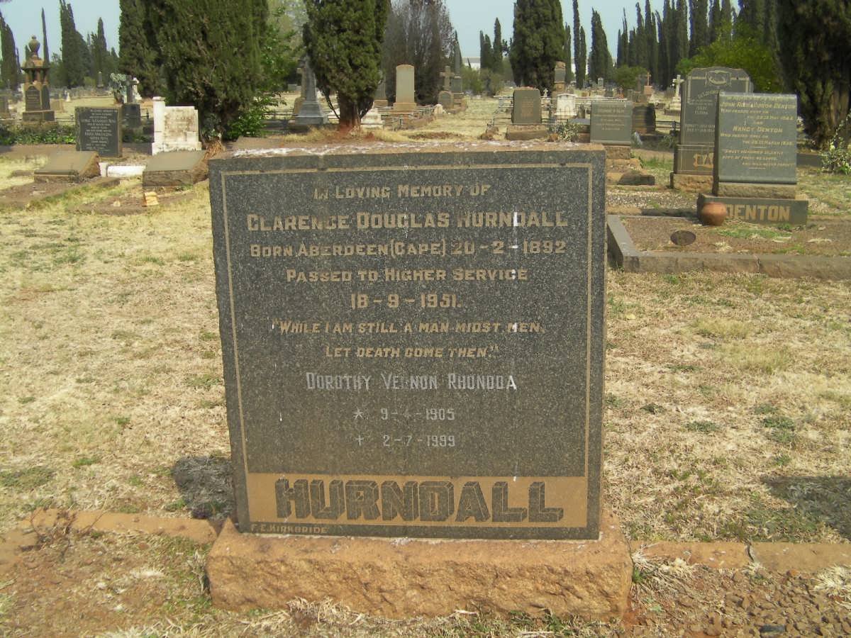 HURNDALL Clarence Douglas 1892-1951 &amp; Dorothy Velnun Rhondda 1905-1999