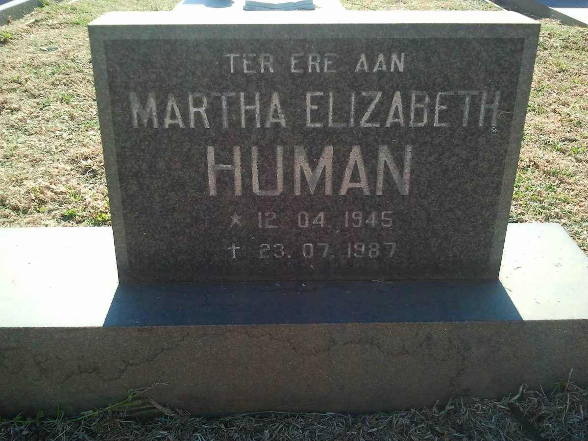 HUMAN Martha Elizabeth 1945-1987