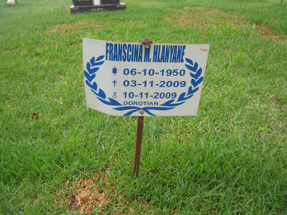HLANYANE Franscina M. 1950-2009
