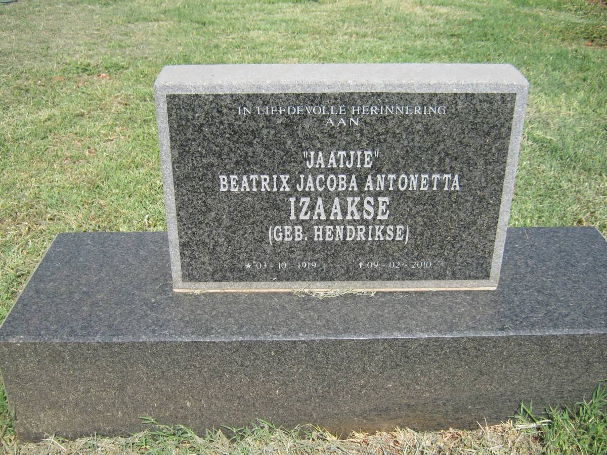 IZAAKSE Beatrix Jacoba Antonetta nee HENDRIKSE 1919-2010